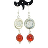 Boucles d'oreilles rouge en verre de murano glass red earrings