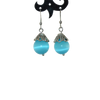 Boucles d'oreilles Verre oeil de chat bleu - Cat eye blue earrings